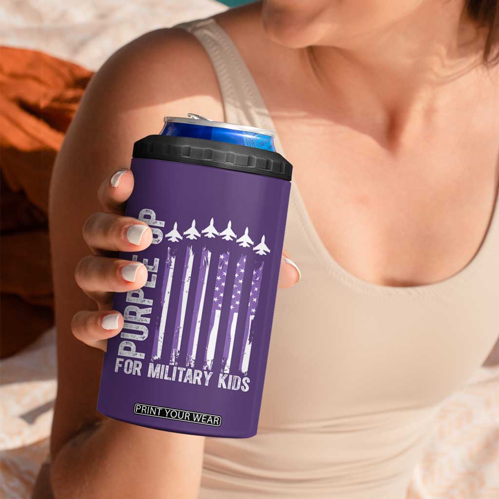Purple Up For Military Kids 4 in 1 Can Cooler Tumbler American Flag Air Force Military Child Month TS02 Print Your Wear