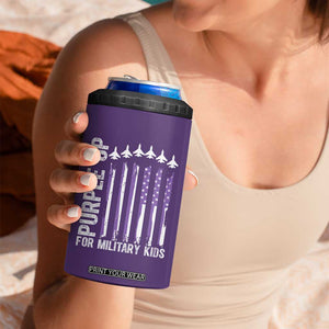Purple Up For Military Kids 4 in 1 Can Cooler Tumbler American Flag Air Force Military Child Month TS02 Print Your Wear