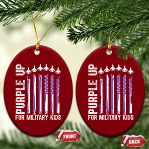 Purple Up For Military Kids Ceramic Ornament American Flag Air Force Military Child Month TS02 Print Your Wear