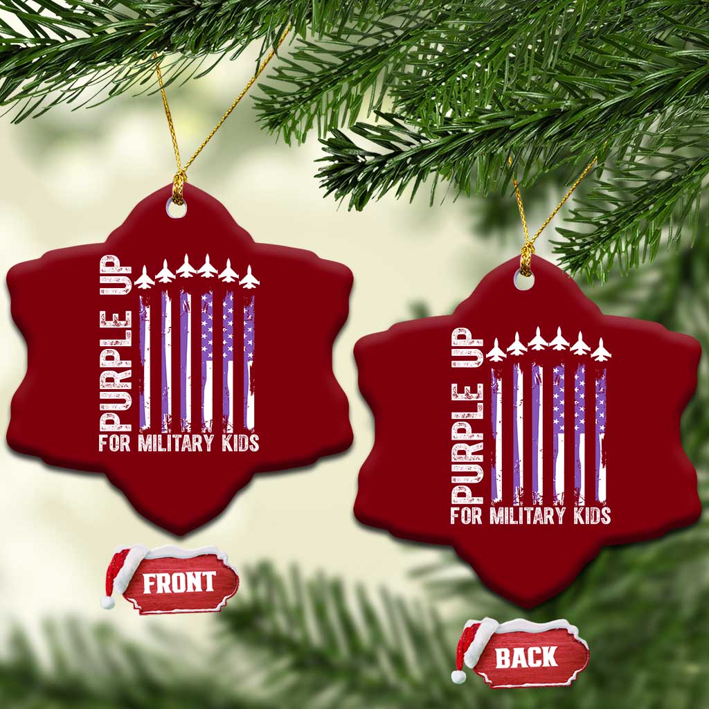 Purple Up For Military Kids Ceramic Ornament American Flag Air Force Military Child Month TS02 Print Your Wear