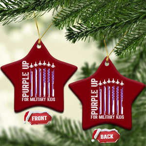 Purple Up For Military Kids Ceramic Ornament American Flag Air Force Military Child Month TS02 Print Your Wear