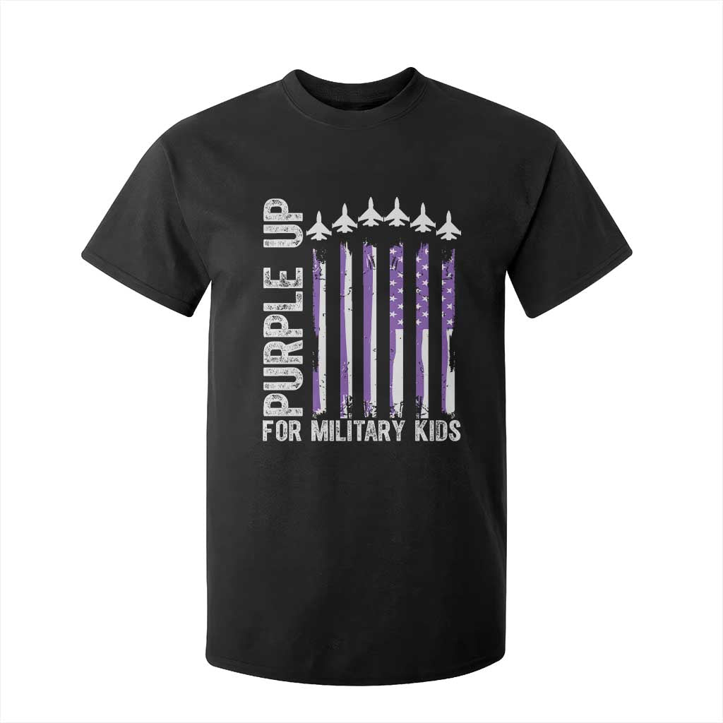 Purple Up For Military Kids T Shirt For Kid American Flag Air Force Military Child Month TS02 Black Print Your Wear
