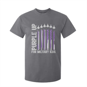 Purple Up For Military Kids T Shirt For Kid American Flag Air Force Military Child Month TS02 Charcoal Print Your Wear
