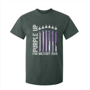 Purple Up For Military Kids T Shirt For Kid American Flag Air Force Military Child Month TS02 Dark Forest Green Print Your Wear