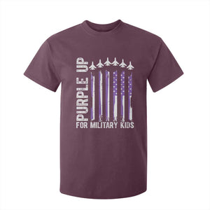 Purple Up For Military Kids T Shirt For Kid American Flag Air Force Military Child Month TS02 Maroon Print Your Wear