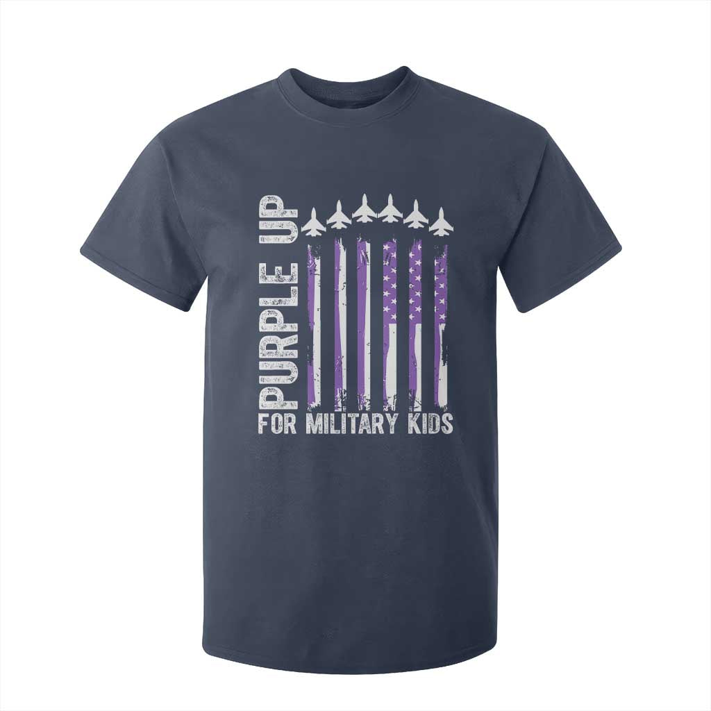 Purple Up For Military Kids T Shirt For Kid American Flag Air Force Military Child Month TS02 Navy Print Your Wear