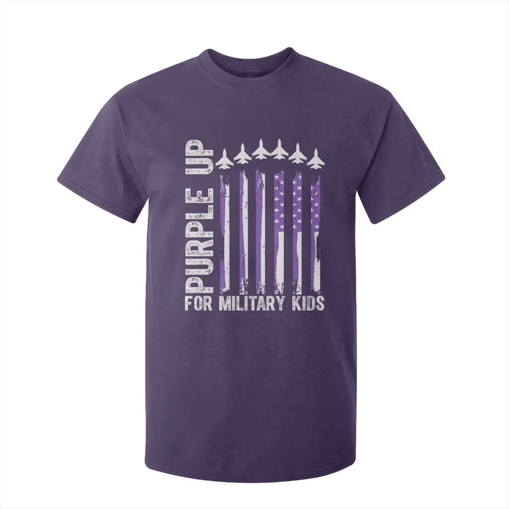 Purple Up For Military Kids T Shirt For Kid American Flag Air Force Military Child Month TS02 Purple Print Your Wear