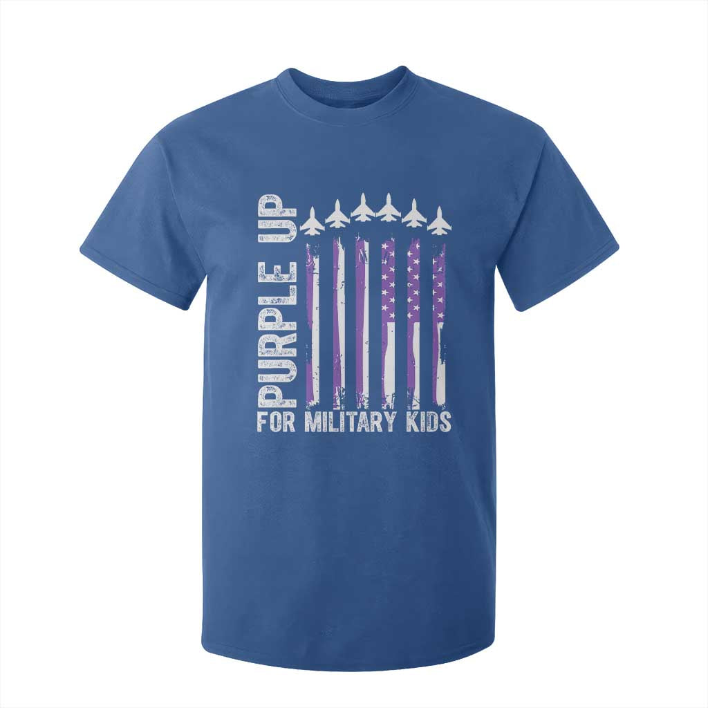Purple Up For Military Kids T Shirt For Kid American Flag Air Force Military Child Month TS02 Royal Blue Print Your Wear