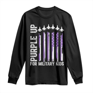 Purple Up For Military Kids Long Sleeve Shirt American Flag Air Force Military Child Month TS02 Black Print Your Wear