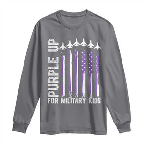 Purple Up For Military Kids Long Sleeve Shirt American Flag Air Force Military Child Month TS02 Charcoal Print Your Wear