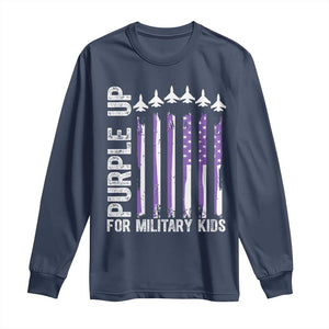 Purple Up For Military Kids Long Sleeve Shirt American Flag Air Force Military Child Month TS02 Navy Print Your Wear