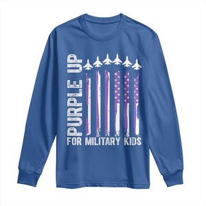 Purple Up For Military Kids Long Sleeve Shirt American Flag Air Force Military Child Month TS02 Royal Blue Print Your Wear