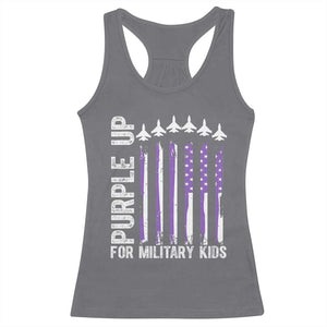Purple Up For Military Kids Racerback Tank Top American Flag Air Force Military Child Month TS02 Charcoal Print Your Wear