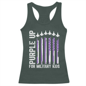 Purple Up For Military Kids Racerback Tank Top American Flag Air Force Military Child Month TS02 Dark Forest Green Print Your Wear