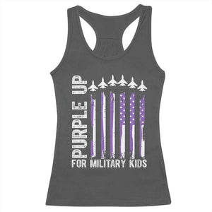 Purple Up For Military Kids Racerback Tank Top American Flag Air Force Military Child Month TS02 Dark Heather Print Your Wear