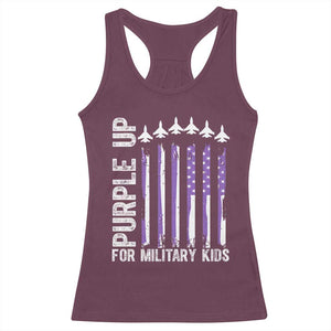 Purple Up For Military Kids Racerback Tank Top American Flag Air Force Military Child Month TS02 Maroon Print Your Wear