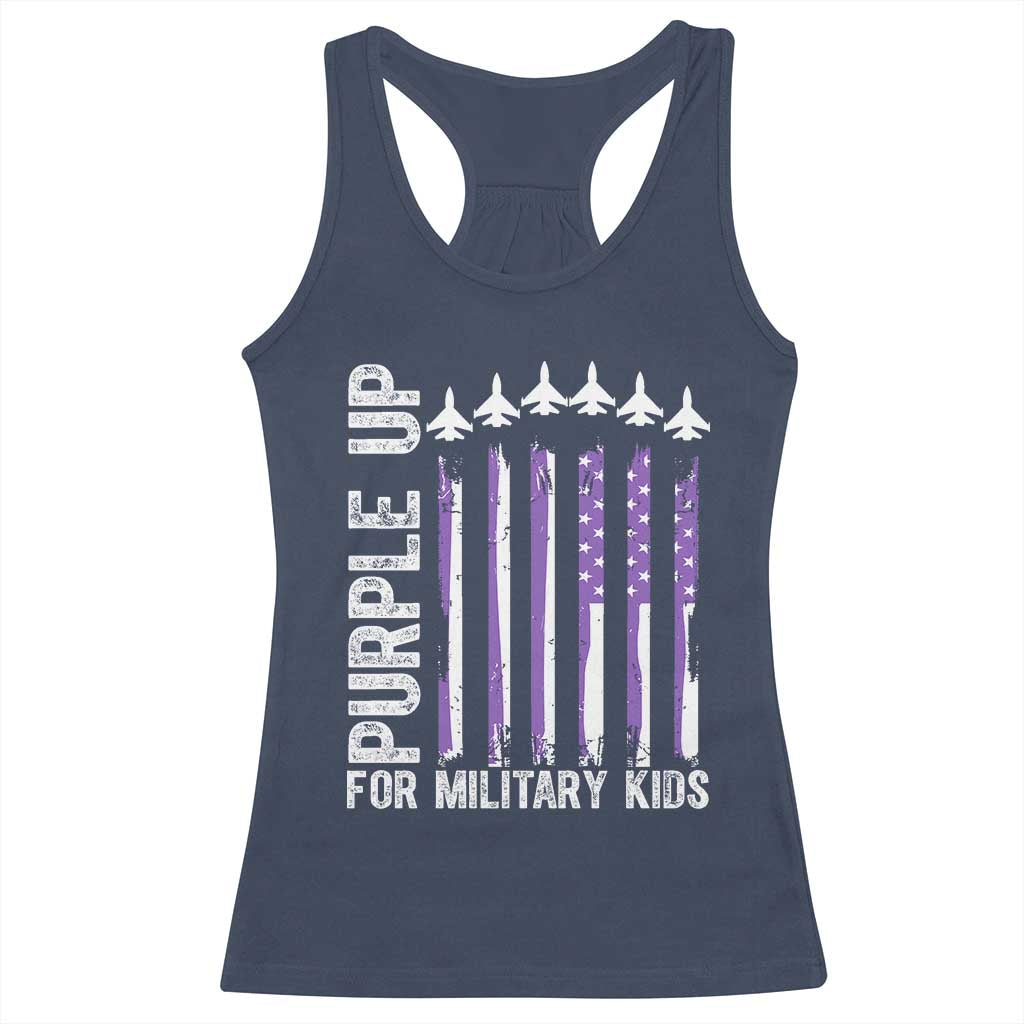 Purple Up For Military Kids Racerback Tank Top American Flag Air Force Military Child Month TS02 Navy Print Your Wear