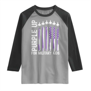 Purple Up For Military Kids Raglan Shirt American Flag Air Force Military Child Month TS02 Sport Gray Black Print Your Wear