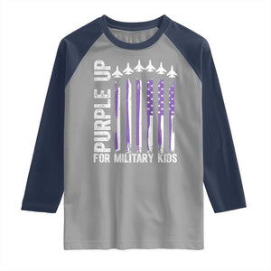 Purple Up For Military Kids Raglan Shirt American Flag Air Force Military Child Month TS02 Sport Gray Navy Print Your Wear
