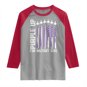 Purple Up For Military Kids Raglan Shirt American Flag Air Force Military Child Month TS02 Sport Gray Red Print Your Wear