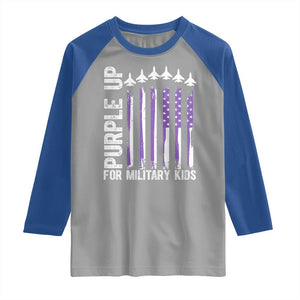 Purple Up For Military Kids Raglan Shirt American Flag Air Force Military Child Month TS02 Sport Gray Royal Print Your Wear