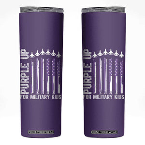 Purple Up For Military Kids Skinny Tumbler American Flag Air Force Military Child Month TS02 Purple Print Your Wear
