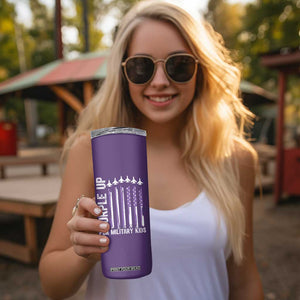 Purple Up For Military Kids Skinny Tumbler American Flag Air Force Military Child Month TS02 Print Your Wear
