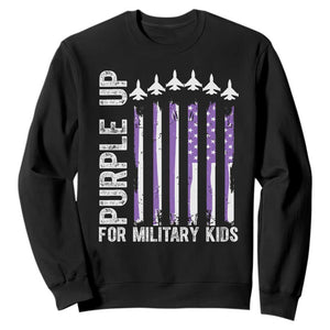 Purple Up For Military Kids Sweatshirt American Flag Air Force Military Child Month TS02 Black Print Your Wear