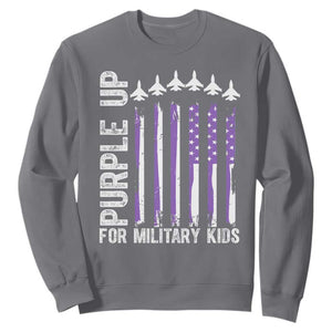 Purple Up For Military Kids Sweatshirt American Flag Air Force Military Child Month TS02 Charcoal Print Your Wear