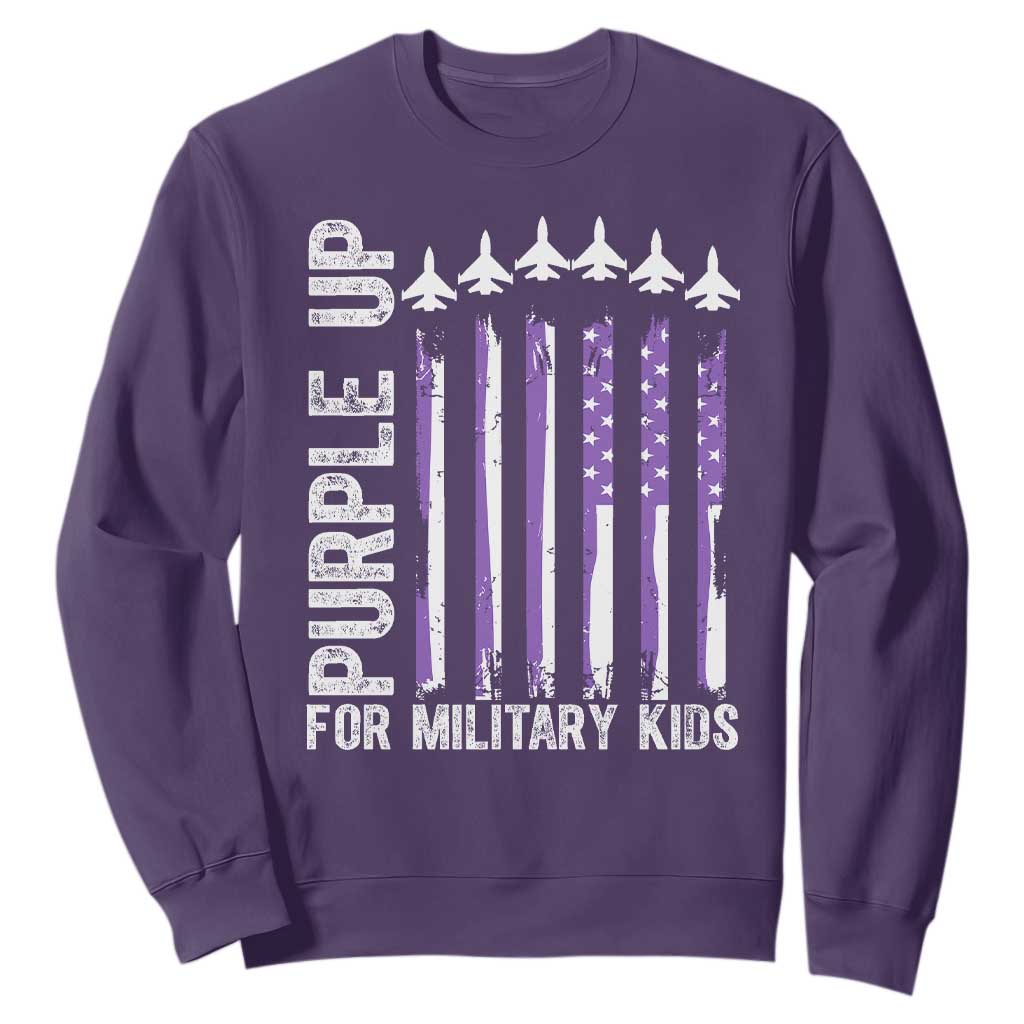 Purple Up For Military Kids Sweatshirt American Flag Air Force Military Child Month TS02 Purple Print Your Wear