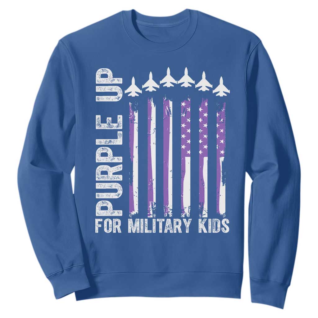 Purple Up For Military Kids Sweatshirt American Flag Air Force Military Child Month TS02 Royal Blue Print Your Wear