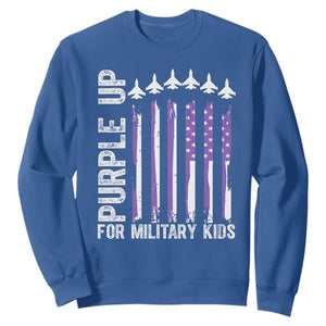 Purple Up For Military Kids Sweatshirt American Flag Air Force Military Child Month TS02 Royal Blue Print Your Wear