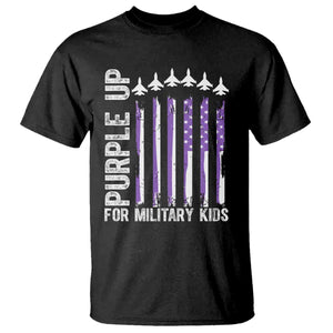 Purple Up For Military Kids T Shirt American Flag Air Force Military Child Month TS02 Black Print Your Wear