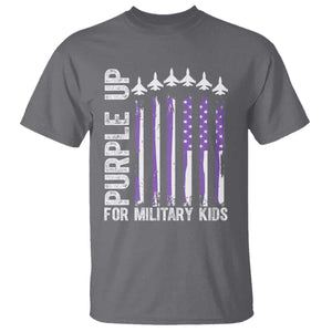 Purple Up For Military Kids T Shirt American Flag Air Force Military Child Month TS02 Charcoal Print Your Wear