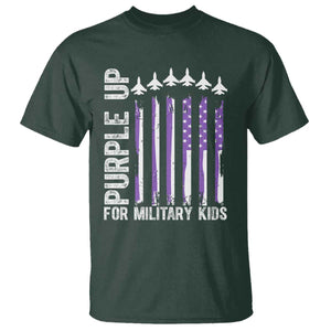 Purple Up For Military Kids T Shirt American Flag Air Force Military Child Month TS02 Dark Forest Green Print Your Wear