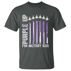 Purple Up For Military Kids T Shirt American Flag Air Force Military Child Month TS02 Dark Heather Print Your Wear