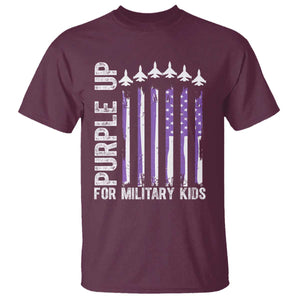 Purple Up For Military Kids T Shirt American Flag Air Force Military Child Month TS02 Maroon Print Your Wear