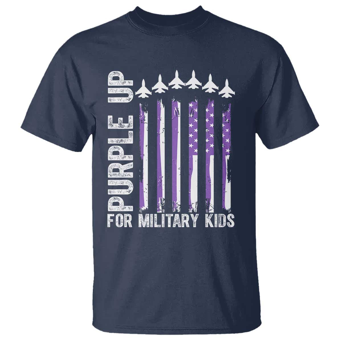 Purple Up For Military Kids T Shirt American Flag Air Force Military Child Month TS02 Navy Print Your Wear