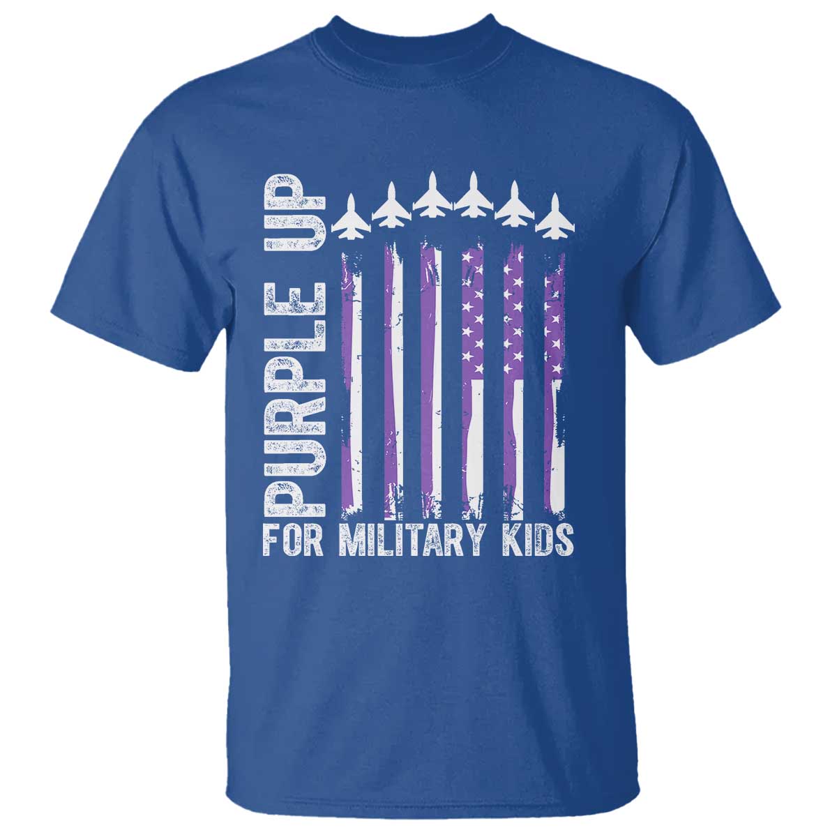 Purple Up For Military Kids T Shirt American Flag Air Force Military Child Month TS02 Royal Blue Print Your Wear