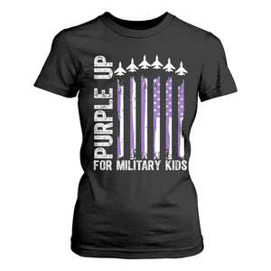 Purple Up For Military Kids T Shirt For Women American Flag Air Force Military Child Month TS02 Black Print Your Wear