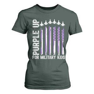 Purple Up For Military Kids T Shirt For Women American Flag Air Force Military Child Month TS02 Dark Forest Green Print Your Wear