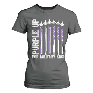 Purple Up For Military Kids T Shirt For Women American Flag Air Force Military Child Month TS02 Dark Heather Print Your Wear
