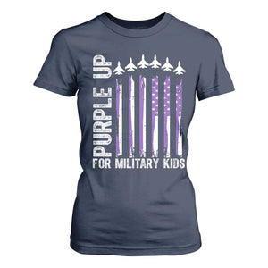 Purple Up For Military Kids T Shirt For Women American Flag Air Force Military Child Month TS02 Navy Print Your Wear