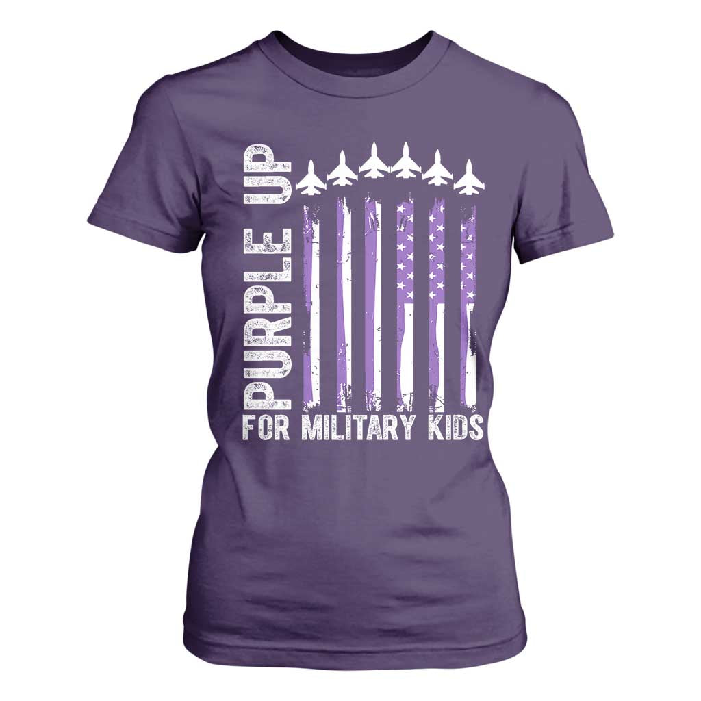 Purple Up For Military Kids T Shirt For Women American Flag Air Force Military Child Month TS02 Purple Print Your Wear