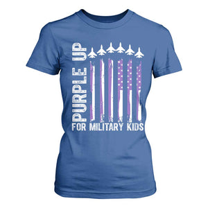Purple Up For Military Kids T Shirt For Women American Flag Air Force Military Child Month TS02 Royal Blue Print Your Wear
