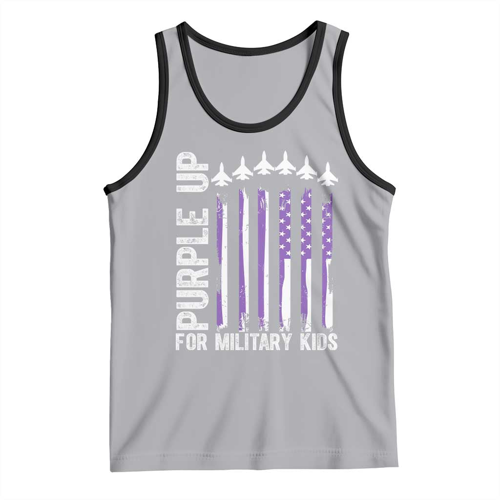 Purple Up For Military Kids Tank Top American Flag Air Force Military Child Month TS02 Athletic Heather Black Print Your Wear