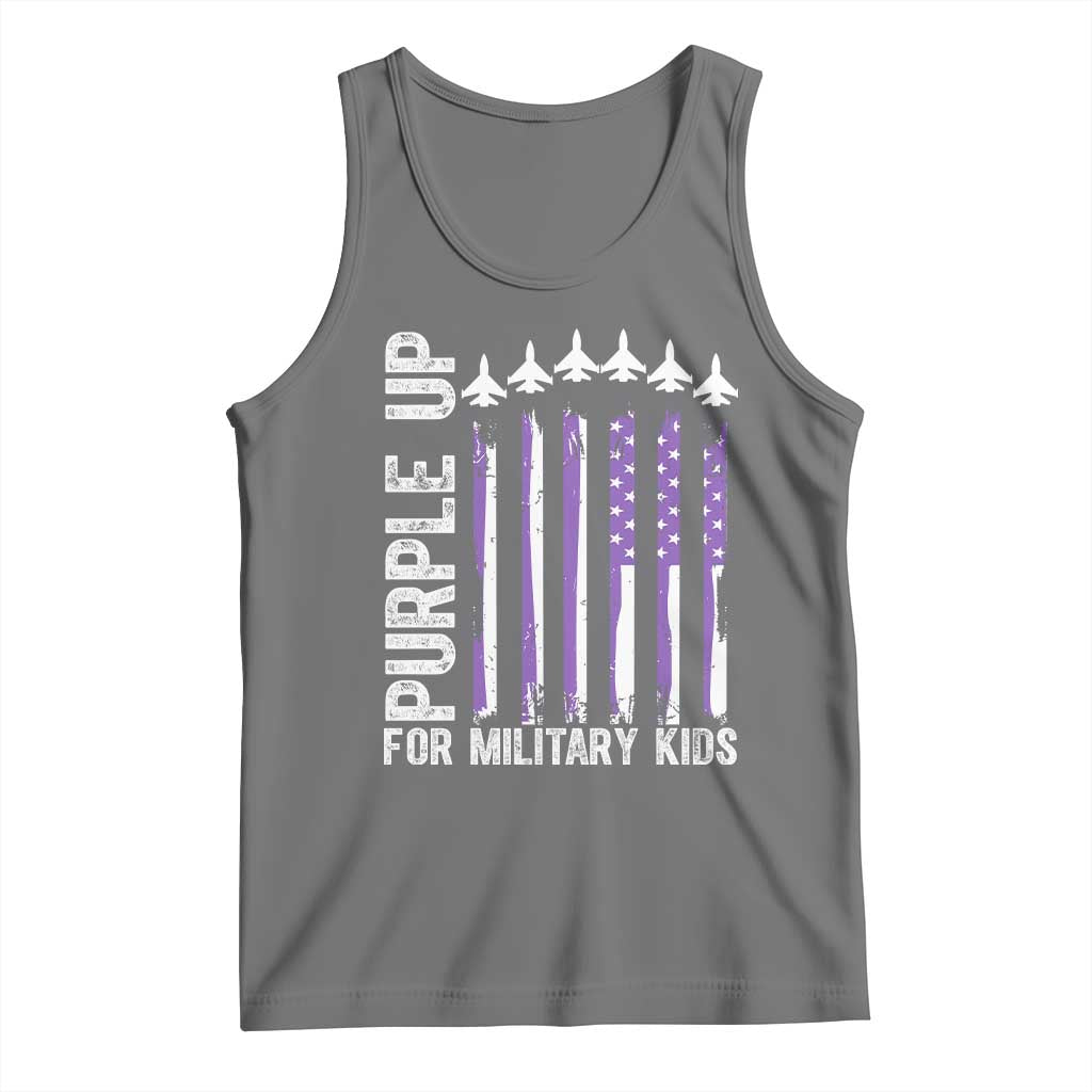 Purple Up For Military Kids Tank Top American Flag Air Force Military Child Month TS02 Black Heather Print Your Wear