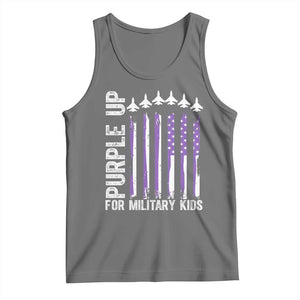 Purple Up For Military Kids Tank Top American Flag Air Force Military Child Month TS02 Black Heather Print Your Wear