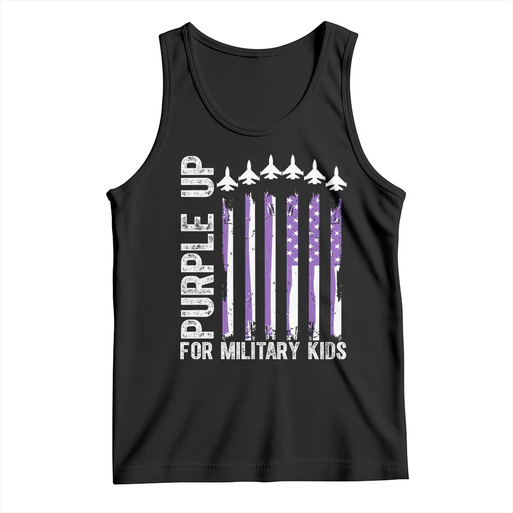 Purple Up For Military Kids Tank Top American Flag Air Force Military Child Month TS02 Black Print Your Wear