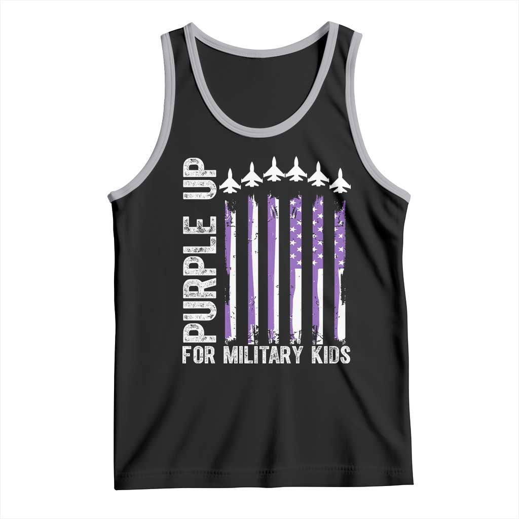 Purple Up For Military Kids Tank Top American Flag Air Force Military Child Month TS02 Black Athletic Heather Print Your Wear